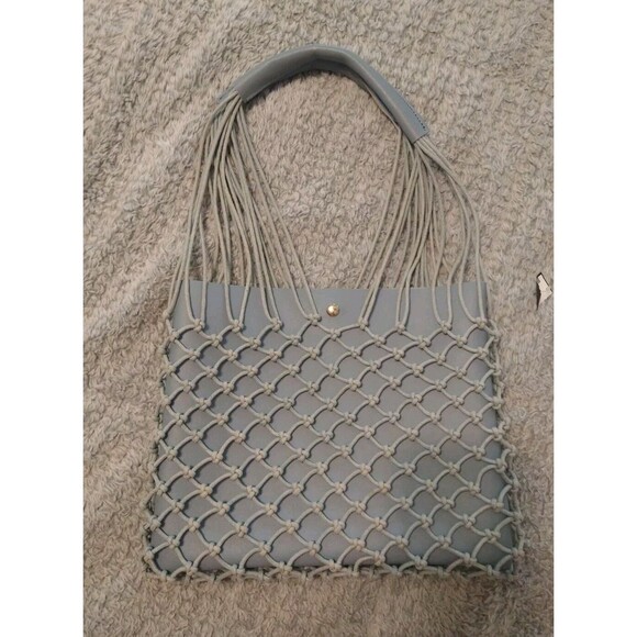 Blue Netted Hobo Shoulder Bag Boho Beachy Summer - Picture 1 of 8